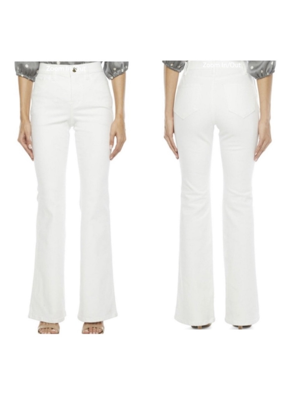 Ryegrass Women's High Waisted Semi Flare White Jeans - Picture 1 of 15